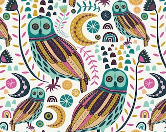 Sova Nightlight - Owl Cotton Fabric: Art Gallery Fabrics, Jessica Swift (By The Half Yard)