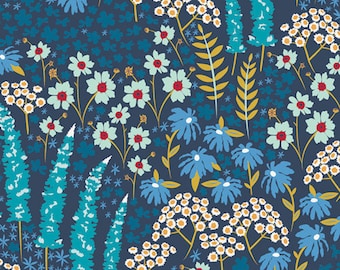 Catch and Release Art Gallery Fabrics, BLUE BANK FLORA ctr-24902, Quilt Fabric, Floral Fabric, Quilting, Cotton Fabric, Fabric By The Yard