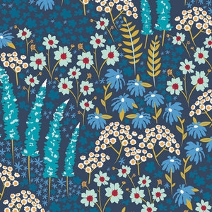 Catch and Release Art Gallery Fabrics, BLUE BANK FLORA ctr-24902, Quilt Fabric, Floral Fabric, Quilting, Cotton Fabric, Fabric By The Yard