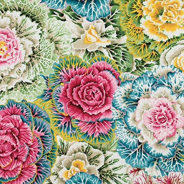 Brassica in Pastel PWPJ051, Kaffe Fassett Fabric, Philip Jacobs, Kaffe Fassett, Quilt Fabric, Quilting, Cotton, Kaffe, Fabric By The Yard