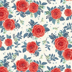 Hedge Rose PENNY ROSE Fabrics, Kelly Panacci, Main Cream C7900, Quilt Fabric, Cotton Fabric, Roses Fabric, Quilting, Fabric By The Yard