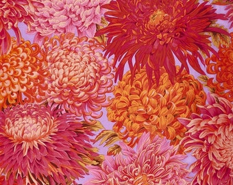 Kaffe JAPANESE CHRYSANTHEMUM Pink PWPJ041, Kaffe Fassett Fabric, Philip Jacobs, Quilt Fabric, Kaffe Red Fabric, Cotton Fabric By The Yard