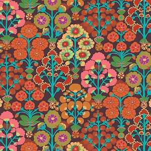 SPRAYS PWGP107 BROWN, Kaffe Fassett Fabric, Philip Jacobs, Cotton Fabric, Quilting, Quilt Fabric, Fabric By The Half Yard
