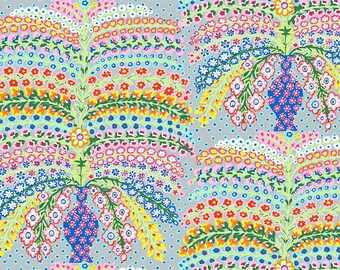 Persian Vase PWGP100 GREY, Kaffe Fassett Fabric, Philip Jacobs, Cotton Fabric, Quilting Fabric, Quilt Fabric, Fabric By The Yard