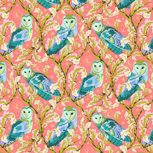 Night Owl Dawn PWTP197 MOON GARDEN Tula Pink, Quilt Fabric, Cotton Fabric, Quilting Fabric, Owl Fabric, Fabric By The Yard