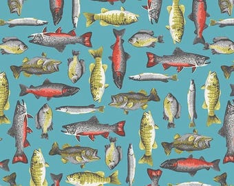 River Rhythm Fish Fabric: Vibrant Aquatic Design - Quilting Cotton