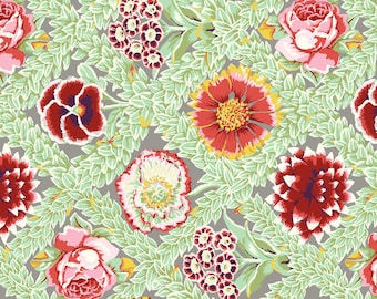 Kaffe Fassett Flower Lattice Cotton Fabric - Leafy Floral Quilt Fabric