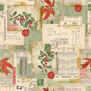 Collage de cartes postales, tissus Free Spirit, coton courtepointe, tissu métrique (un demi-mètre)