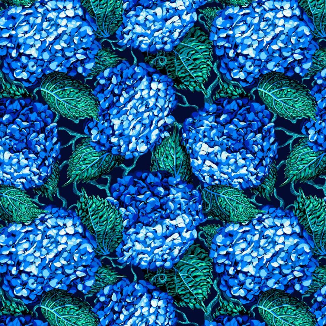 Hydrangea Hedgerow-large Delphinium, Sam Wilde, Free Spirit Fabrics ...