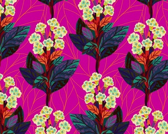 Hydrangeas-Magenta, Bloomology, PWMF038.MAGENTA, Monika Forsberg, Conservatory Craft, Quilt Fabric, Free Spirit Fabrics, Fabric By The Yard