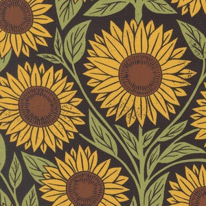 Sunflower - Midnight, Moda Fabrics, Garden Series: Katharine Watson Quilting Cotton