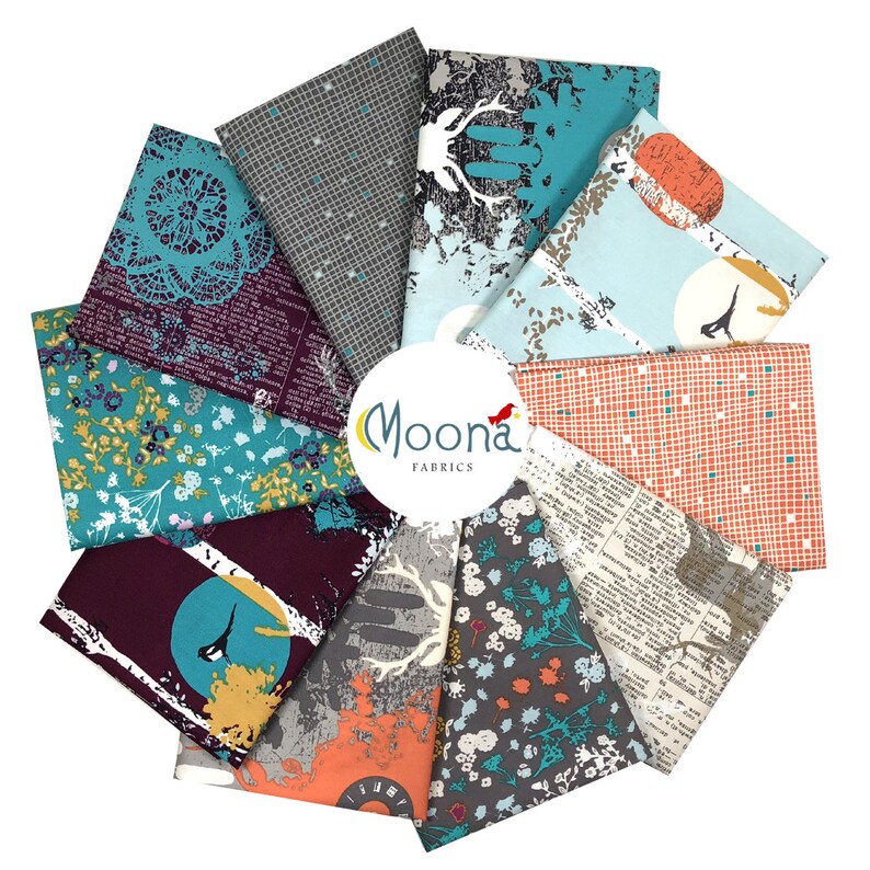 Katarina Roccella INDELIBLE Fabric By the Yard Shabby Chic Rustic Deer Fabric Art Gallery Fabrics Time is Deer in Coal IDL-1220