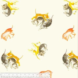 Barn Kittens-Ivory, 54250D-2, Heather Ross, By Hand, Windham Fabrics, Quilting Fabric, Nursery Decor, Cotton Fabric, Fabric By The Half Yard