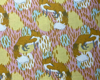 Rare Out of Print, Timber and Leaf by Sarah Watts, Blend Fabrics, Woodland Fox Pink , Quilt Fabric, Cotton Fabric, Fat Quarter 18" x 22"