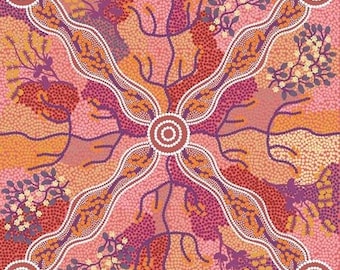 Yuendumu Bush Tomato Fabric: Australian Aboriginal Quilt Cotton