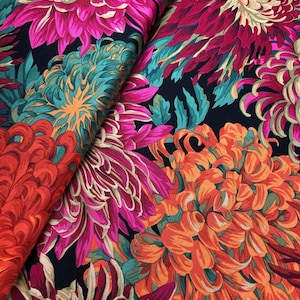 Kaffe Fassett Japanese Chrysanthemum Fabric: Red Floral Print