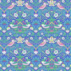 Strawberry Thief Blue Cotton Fabric: Kaffe Fassett, Morris & Co. Quilt Fabric
