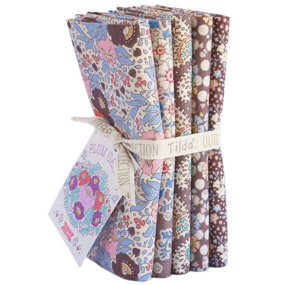 Flower Confetti Plum Cotton Fabric Tilda Plum Garden Metre//Fat Quarter