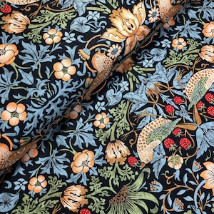 William Morris KELMSCOTT Strawberry Thief Navy PWWM001, Free Spirit Fabrics, The Original Morris & Co, Quilt Fabric, Fabric By The Yard
