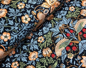 William Morris KELMSCOTT Strawberry Thief Navy PWWM001, Free Spirit Fabrics, The Original Morris & Co, Quilt Fabric, Fabric By The Yard