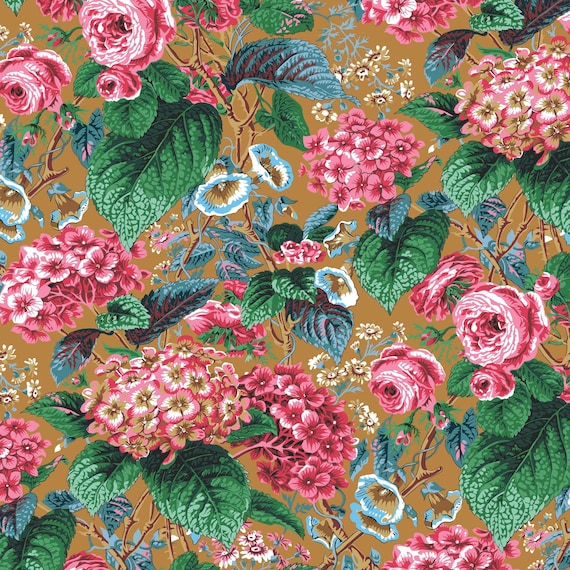 Kaffe Fassett ROSE and HYDRANGEA Ochre PWPJ097 Philip Jacobs