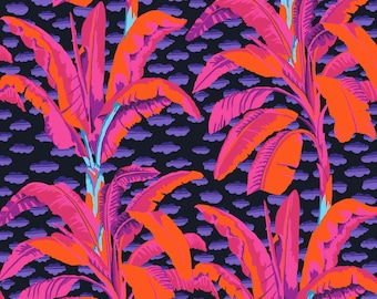 Kaffe Fassett Banana Tree Black PWGP179 February 2021, Free Spirit Fabrics, Quilt Fabric, Cotton Fabric, Quilting Fabric, Fabric By The Yard