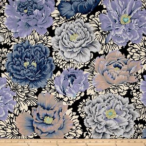 Brocade Peony Grey PWJP062, Kaffe Fassett Fabric, Philip Jacobs, Purple Fabric, Quilting, Quilt Fabric, Cotton Fabric, Fabric By the Yard image 2