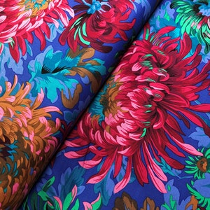 Shaggy Cobalt PWPJ072, Kaffe Fassett Fabric, Philip Jacobs, Quilt Fabric, Cotton Fabric, Floral, Large Print Fabric, Fabric By The Yard