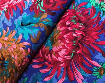 Shaggy Cobalt PWPJ072, Kaffe Fassett Fabric, Philip Jacobs, Quilt Fabric, Cotton Fabric, Floral, Large Print Fabric, Fabric By The Yard