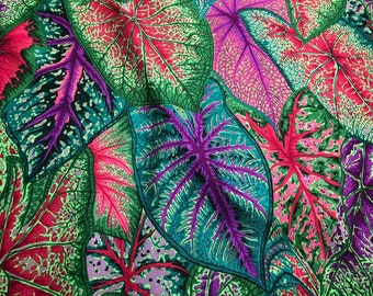 Caladiums Dark PWPJ108 Kaffe Fassett, Philip Jacobs, Quilt Fabric, Cotton Fabric, Quilting Fabric, Leaf Fabric, Woodland, Fabric By The Yard