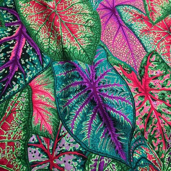 Caladiums Dark PWPJ108 Kaffe Fassett, Philip Jacobs, Quilt Fabric, Cotton Fabric, Quilting Fabric, Leaf Fabric, Woodland, Fabric By The Yard