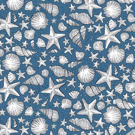 Sea Breeze Tp2084 B Makower Uk For Andover Fabrics Beach Etsy
