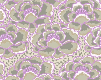 Kaffe Fassett Tonal Floral Fabric - Beige Cotton Quilt Fabric