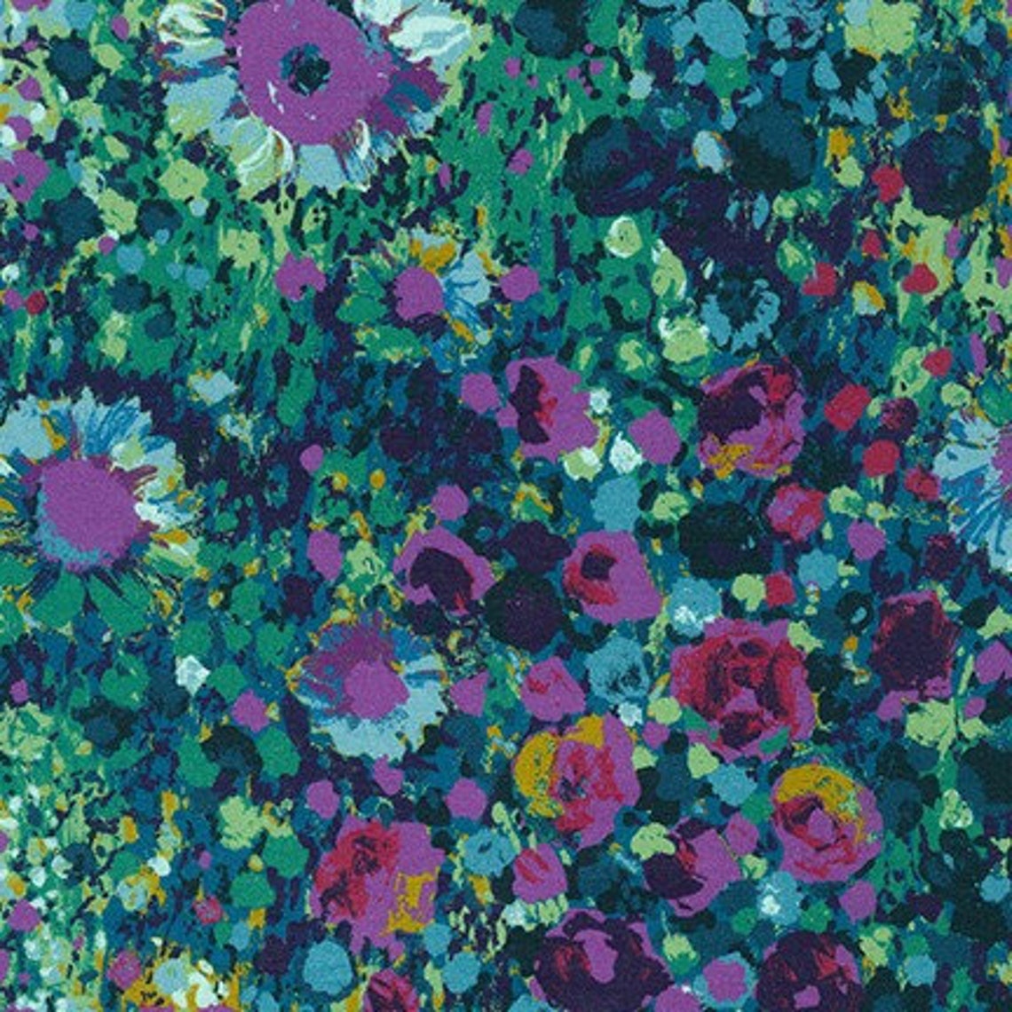 PAINTERLY PETALS Navy 191489 Robert Kaufman Floral Fabric Etsy