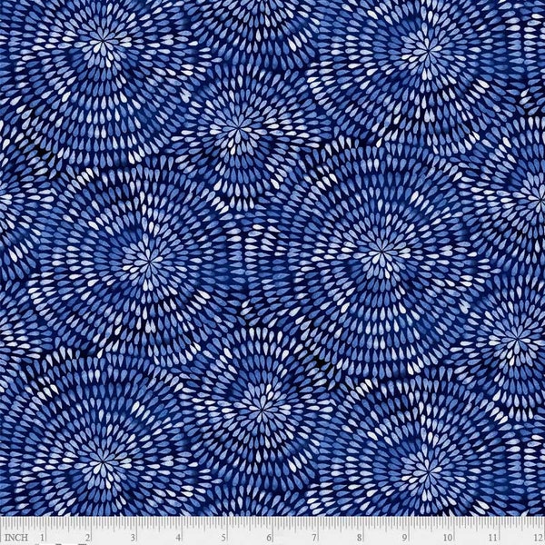 P&B Textiles, By the Sea by Maria Over, BTSE5170N Radiating Droplets Navy, Quilt Fabric, Beach Decor, Nautical Fabric, Fabric By The Yard