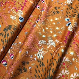 Meadow Trinkets Fusion FUS-T-1405, Pat Bravo, Art Gallery Fabrics, Mustard Fabric, Boho, Floral Fabric, Quilt Fabric, Fabric By The Yard