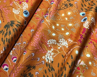 Meadow Trinkets Fusion FUS-T-1405, Pat Bravo, Art Gallery Fabrics, Mustard Fabric, Boho, Floral, Quilt Fabric, Fabric By The Half Yard