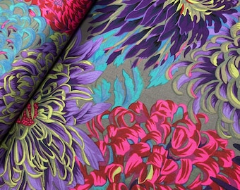 Japanese Chrysanthemum Antique PWPJ041, Kaffe Fassett Fabric, Philip Jacobs, Bright Floral, Quilting, Quilt Fabric, Fabric By The Yard