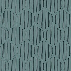May include: A seamless pattern of thin black lines on a teal background. The lines are arranged in a vertical pattern, with some lines slightly offset from the others.