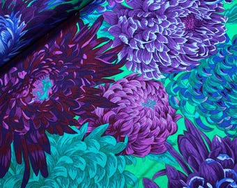 Japanese Chrysanthemum - Purple Large Floral Quilt Cotton by Philip Jacobs - Kaffe Fassett Fabric