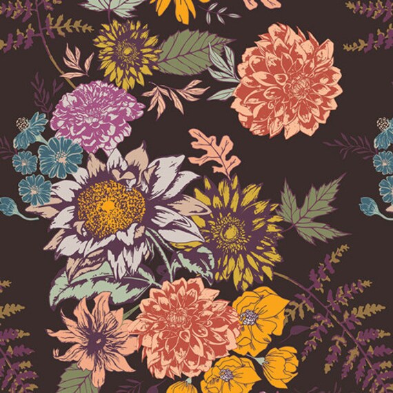 Floral Cocoa Cotton Fabric, Autumn Vibes, Art Gallery Fabric
