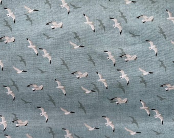 1469 AHOY SEAGULLS-Light Blue, Makower UK, The Henley Studio, Quilt Fabric, Cotton Fabric, Nautical Fabric, Beach Decor, Fabric By The Yard