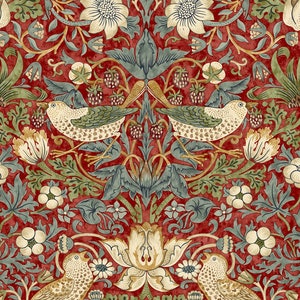 William Morris KELMSCOTT Strawberry Thief Red PWWM001, Free Spirit Fabrics, The Original Morris & Co, Quilt Fabric, Fabric By The Yard image 4