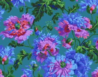 GARDEN PARTY, PWPJ020-BLUE, Kaffe Fassett Fabric, Philip Jacobs, Quilting Fabric, Free Spirit Fabrics, Cotton Fabric, Fabric By The Yard