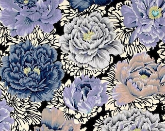 Brocade Peony Grey PWJP062, Kaffe Fassett Fabric, Philip Jacobs, Purple Fabric,  Quilting, Quilt Fabric, Cotton, Fabric By The Half Yard
