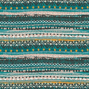 Teal Boho Stripe Fabric: Art Gallery Legendary Cotton (Half Yard)