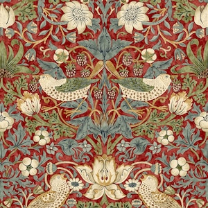 William Morris KELMSCOTT Strawberry Thief Red PWWM001, Free Spirit Fabrics, The Original Morris & Co, Quilt Fabric, Fabric By The Yard image 2