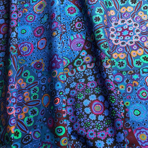 Millefiore in BLUE PWGP092, Kaffe Fassett Fabric, Free Spirit Fabrics, Kaffe Blue, Quilting Fabric, Quilt Fabric, Fabric By the Yard