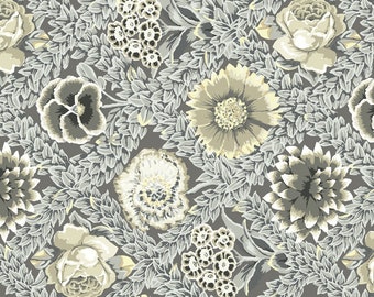 Kaffe Fassett, FLOWER LATTICE, PWGP011-Grey, Kaffe Fassett Fabric, Free Spirit Fabric, Quilt Fabric, Cotton Fabric, Fabric By The Yard