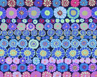 Row Flowers in Blue PWGP169, Kaffe Fassett Collective, Free Spirit Fabrics, Kaffe Blue Floral Fabric, Kaffe Baby Quilt, Fabric By the Yard